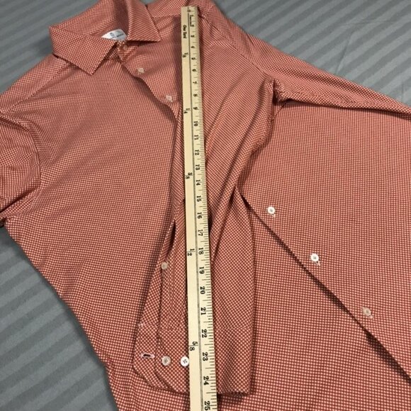Emanuel Berg Shirt Mens L/XL 17 Red White Modern Fit Stretch Button Up Dress - Picture 8 of 11